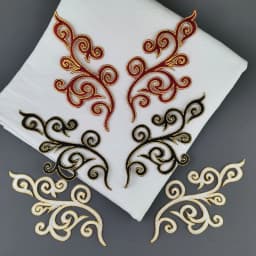 1 Pair Iron On Appliques Gold Embroidery Patches Flower For Cosplay Costume Trims 17*9CM