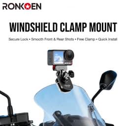 Ronkoen TZ-25 Motorcycle Windshield Clamp Mount Aluminum Alloy For Insta360 X4 Ace Pro 2 / DJI Action 5 Pro Action Camera