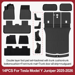 For Tesla New Model Y Juniper Premium/Performance 2025+ TPE Floor Mats Luggage Mat Wear-resistant Foot Pads ModelY Trunk Mats