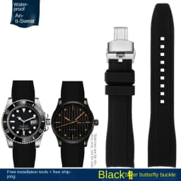 Curved End silicone rubber watch strap for men Rolex Water Ghost seiko citizen tissot 20MM 22MM sport Wristband Universal Belt