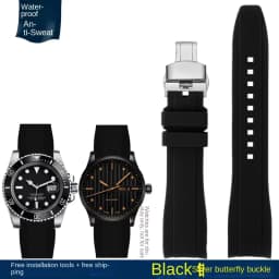 Curved End silicone rubber watch strap for men Rolex Water Ghost seiko citizen tissot 20MM 22MM sport Wristband Universal Belt