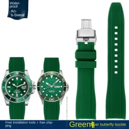 Curved End silicone rubber watch strap for men Rolex Water Ghost seiko citizen tissot 20MM 22MM sport Wristband Universal Belt