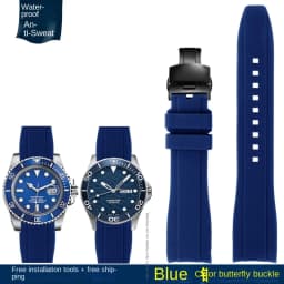 Curved End silicone rubber watch strap for men Rolex Water Ghost seiko citizen tissot 20MM 22MM sport Wristband Universal Belt