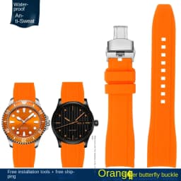 Curved End silicone rubber watch strap for men Rolex Water Ghost seiko citizen tissot 20MM 22MM sport Wristband Universal Belt