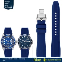 Curved End silicone rubber watch strap for men Rolex Water Ghost seiko citizen tissot 20MM 22MM sport Wristband Universal Belt
