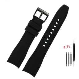 Curved End silicone rubber watch strap for men Rolex Water Ghost seiko citizen tissot 20MM 22MM sport Wristband Universal Belt