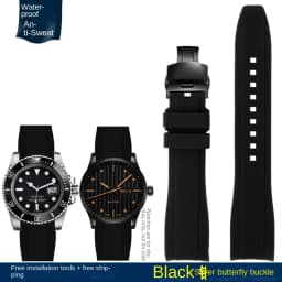 Curved End silicone rubber watch strap for men Rolex Water Ghost seiko citizen tissot 20MM 22MM sport Wristband Universal Belt