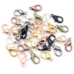 50pcs Bronze Gold Silver Plated Black Alloy Lobster Clasp Hooks for Necklace Chain DIY Jewelry Making Finding Supplies