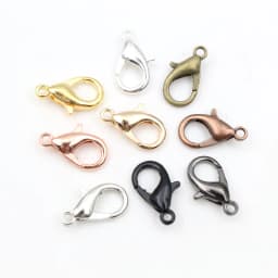 50pcs Bronze Gold Silver Plated Black Alloy Lobster Clasp Hooks for Necklace Chain DIY Jewelry Making Finding Supplies