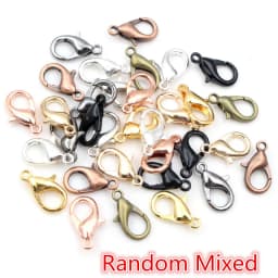 50pcs Bronze Gold Silver Plated Black Alloy Lobster Clasp Hooks for Necklace Chain DIY Jewelry Making Finding Supplies