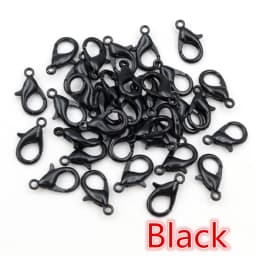 50pcs Bronze Gold Silver Plated Black Alloy Lobster Clasp Hooks for Necklace Chain DIY Jewelry Making Finding Supplies