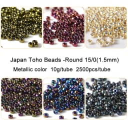 1.5mm Japan TOHO Round Beads 15/0 Metallic Color 10g 2500pcs Gold-plate Glass Seed Bead For Needlework Handemade Jewelry Making