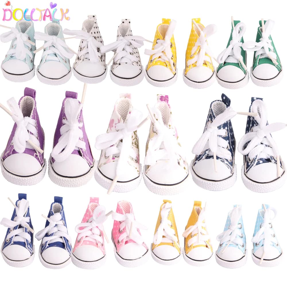 5cm Canvas Shoes For EXO Nancy Doll Hand Made 12 Colors Dot Mini Canvas Shoes Sneakers For DIY Cotton Russia Doll Girl Best Gift