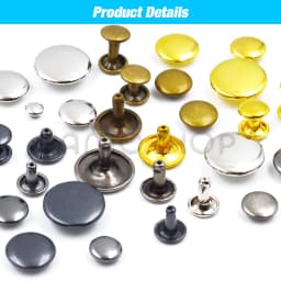 100Sets 5-15mm Metal Double Cap Rivets Stud Round Nail Rivet For Leathercraft Accessories Repair Shoes Bag Belt Clothing Garment