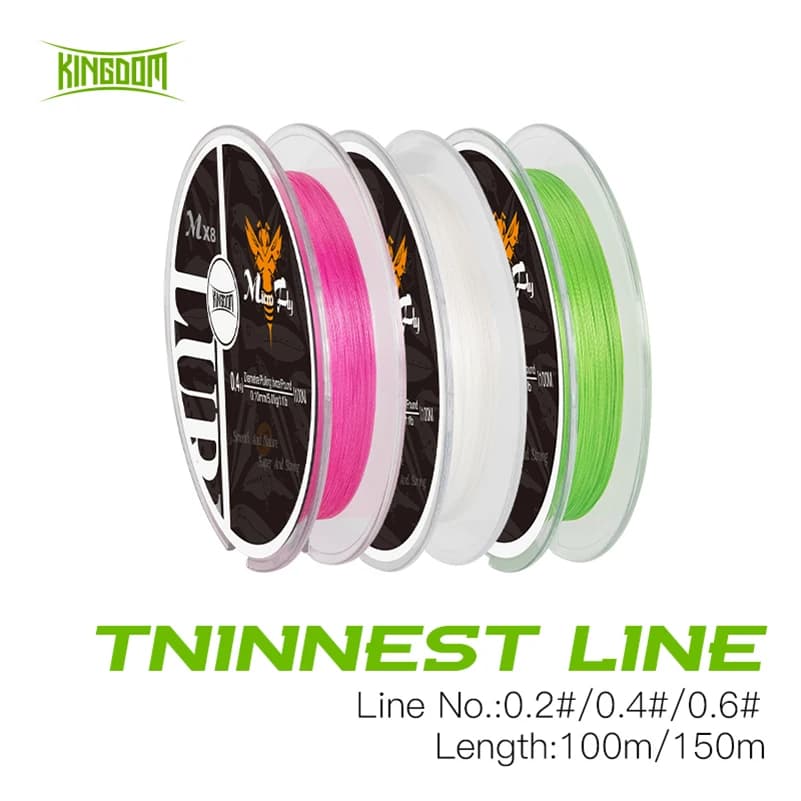 Kingdom THINNEST LINE Super Thin 0.2# 0.4# 0.6# 9 12LB Fishing PE Line 4 Braideds Multifilament Fishing Line For Carp Fishing