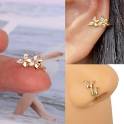 1Pcs New Crystal Zircon Butterfly Clip On Nose Ring Flower Fake Nose Piercing Clip On Earrings Nose Clip Fake Piercing Jewelry