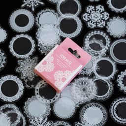 JIANWU 50 Pcs Cute Transparent PET Stickers Aesthetic DIY Shaped Lace Decoration Scrapbooking Diary Stickers Kawaii Stationery