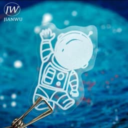 JIANWU 50 Pcs Cute Transparent PET Stickers Aesthetic DIY Shaped Lace Decoration Scrapbooking Diary Stickers Kawaii Stationery