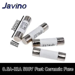 5-60Pcs Javino 10*38 Fast blow Ceramic Fuse 10x38mm Fuse 500V 0.5A 1A 2A 4A 5A 6A 8A 10A 16A 20A 32A RO15 RT18 RT14