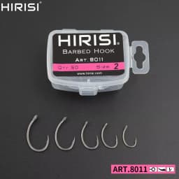 Hirisi 50-100pcs Coating High Carbon Stainless Steel Barbed Hooks Carp Fishing Hooks Pack with Retail Original Box 8011