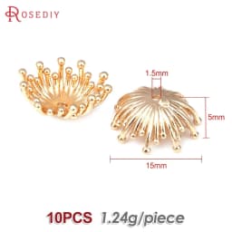 Diameter 12MM 14MM 15MM 18MM 18K Gold Color Brass Flower Caps Beads Caps Diy Jewelry Making Earrings Accessories for Women