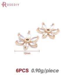 Diameter 12MM 14MM 15MM 18MM 18K Gold Color Brass Flower Caps Beads Caps Diy Jewelry Making Earrings Accessories for Women