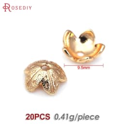 Diameter 12MM 14MM 15MM 18MM 18K Gold Color Brass Flower Caps Beads Caps Diy Jewelry Making Earrings Accessories for Women
