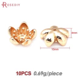 Diameter 12MM 14MM 15MM 18MM 18K Gold Color Brass Flower Caps Beads Caps Diy Jewelry Making Earrings Accessories for Women