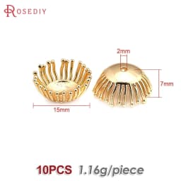 Diameter 12MM 14MM 15MM 18MM 18K Gold Color Brass Flower Caps Beads Caps Diy Jewelry Making Earrings Accessories for Women