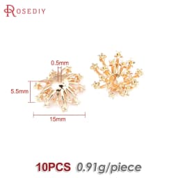 Diameter 12MM 14MM 15MM 18MM 18K Gold Color Brass Flower Caps Beads Caps Diy Jewelry Making Earrings Accessories for Women