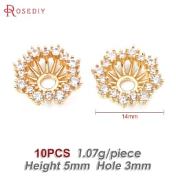 Diameter 12MM 14MM 15MM 18MM 18K Gold Color Brass Flower Caps Beads Caps Diy Jewelry Making Earrings Accessories for Women