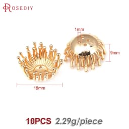 Diameter 12MM 14MM 15MM 18MM 18K Gold Color Brass Flower Caps Beads Caps Diy Jewelry Making Earrings Accessories for Women