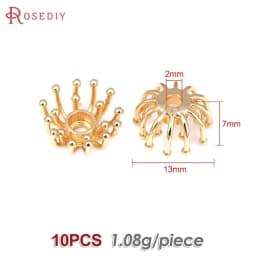 Diameter 12MM 14MM 15MM 18MM 18K Gold Color Brass Flower Caps Beads Caps Diy Jewelry Making Earrings Accessories for Women