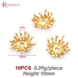 Diameter 12MM 14MM 15MM 18MM 18K Gold Color Brass Flower Caps Beads Caps Diy Jewelry Making Earrings Accessories for Women