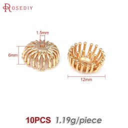 Diameter 12MM 14MM 15MM 18MM 18K Gold Color Brass Flower Caps Beads Caps Diy Jewelry Making Earrings Accessories for Women