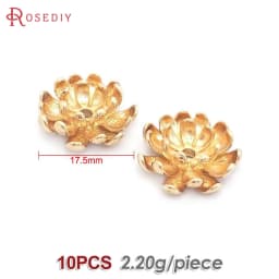 Diameter 12MM 14MM 15MM 18MM 18K Gold Color Brass Flower Caps Beads Caps Diy Jewelry Making Earrings Accessories for Women