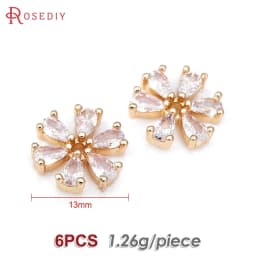 Diameter 12MM 14MM 15MM 18MM 18K Gold Color Brass Flower Caps Beads Caps Diy Jewelry Making Earrings Accessories for Women
