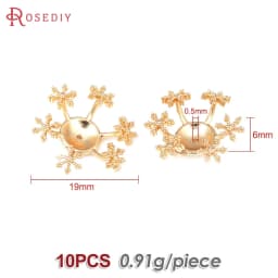 Diameter 12MM 14MM 15MM 18MM 18K Gold Color Brass Flower Caps Beads Caps Diy Jewelry Making Earrings Accessories for Women