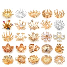 Diameter 12MM 14MM 15MM 18MM 18K Gold Color Brass Flower Caps Beads Caps Diy Jewelry Making Earrings Accessories for Women