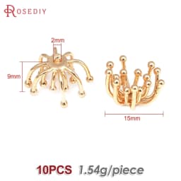 Diameter 12MM 14MM 15MM 18MM 18K Gold Color Brass Flower Caps Beads Caps Diy Jewelry Making Earrings Accessories for Women