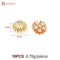 Diameter 12MM 14MM 15MM 18MM 18K Gold Color Brass Flower Caps Beads Caps Diy Jewelry Making Earrings Accessories for Women