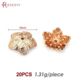 Diameter 12MM 14MM 15MM 18MM 18K Gold Color Brass Flower Caps Beads Caps Diy Jewelry Making Earrings Accessories for Women