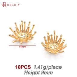 Diameter 12MM 14MM 15MM 18MM 18K Gold Color Brass Flower Caps Beads Caps Diy Jewelry Making Earrings Accessories for Women