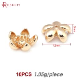 Diameter 12MM 14MM 15MM 18MM 18K Gold Color Brass Flower Caps Beads Caps Diy Jewelry Making Earrings Accessories for Women