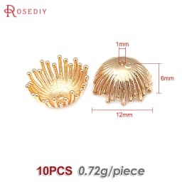Diameter 12MM 14MM 15MM 18MM 18K Gold Color Brass Flower Caps Beads Caps Diy Jewelry Making Earrings Accessories for Women
