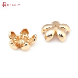Diameter 12MM 14MM 15MM 18MM 18K Gold Color Brass Flower Caps Beads Caps Diy Jewelry Making Earrings Accessories for Women