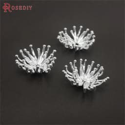 Diameter 12MM 14MM 15MM 18MM 18K Gold Color Brass Flower Caps Beads Caps Diy Jewelry Making Earrings Accessories for Women