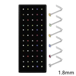 60Pcs Fashion L Shape Rhinestone Crystal Stainless Steel Nose Piercing Ear Bone Women Hypoallergenic Body Jewelry Piercing