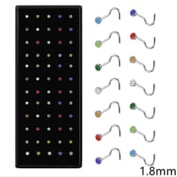 60Pcs Fashion L Shape Rhinestone Crystal Stainless Steel Nose Piercing Ear Bone Women Hypoallergenic Body Jewelry Piercing