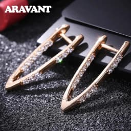 Aravant 925 Silver 18K Gold Cubic Zirconia Hoop Earrings For Women Fashion Jewelry